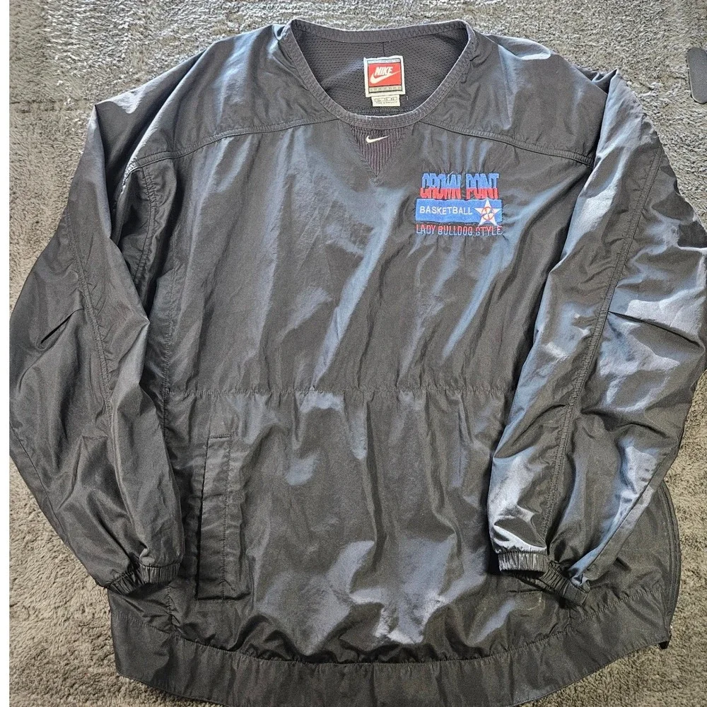 Nike Windbreaker Pullover Mens XL Black Crown Point Basketball Vintage Utility